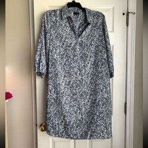 The Limited Blue Snake Print Long Sleeve Shirt Dress